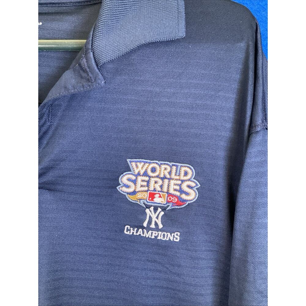 New York Yankees 2009 World Series Champions Antigua Polo Shirt Men's Large Blue - Picture 3 of 14